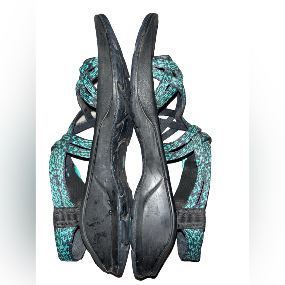 Chaco Green Black Gorp Outdoor Activewear Adjustable Strap Sandals Toe Loop - Picture 7 of 8